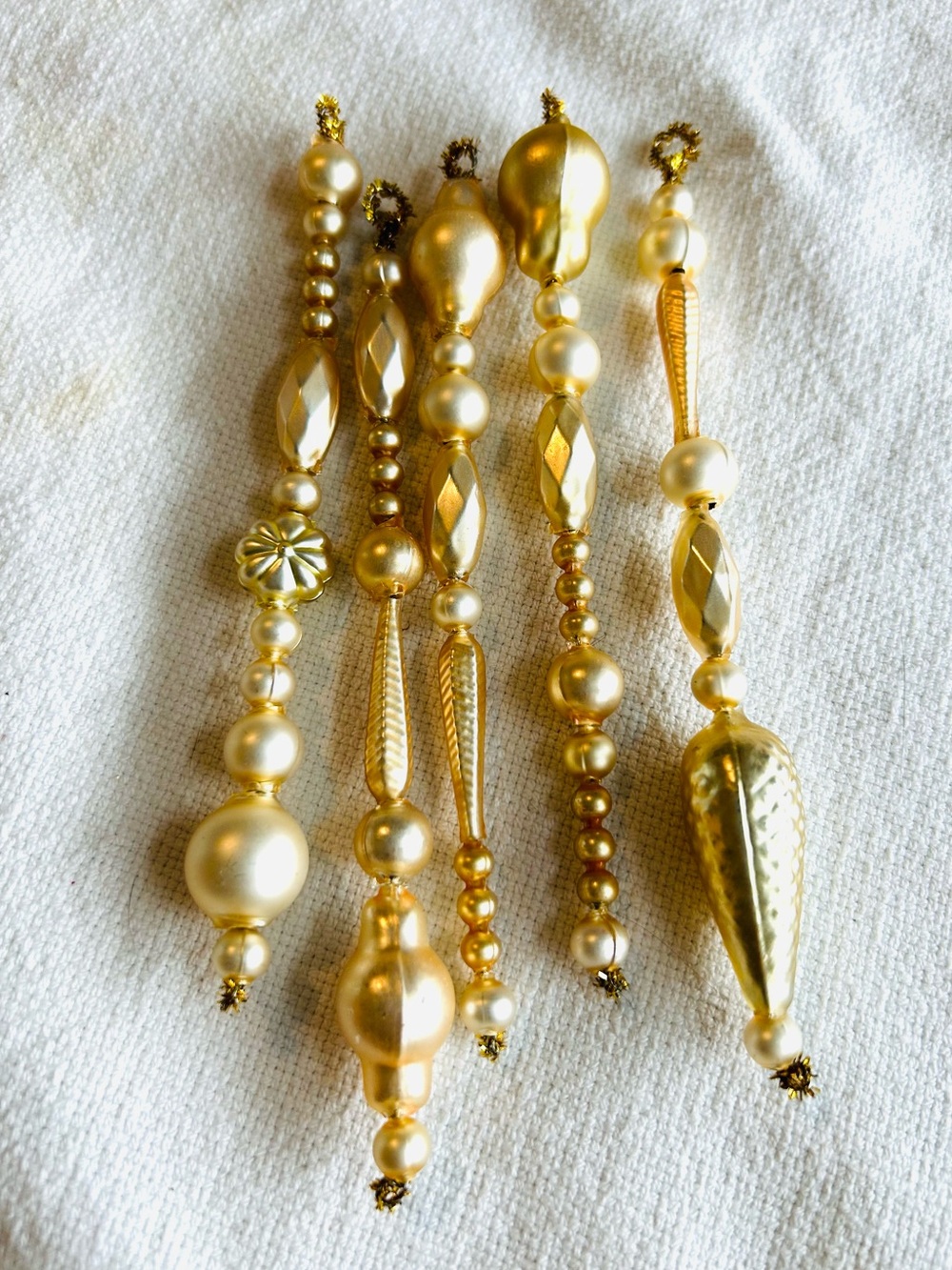 Vintage repurposed, garland bead, icicle holiday Christmas ornaments